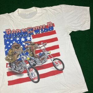 Vintage Looney Tunes Born To Be Wild Shirt Mens XL White 1993 Cartoon Biker 90s